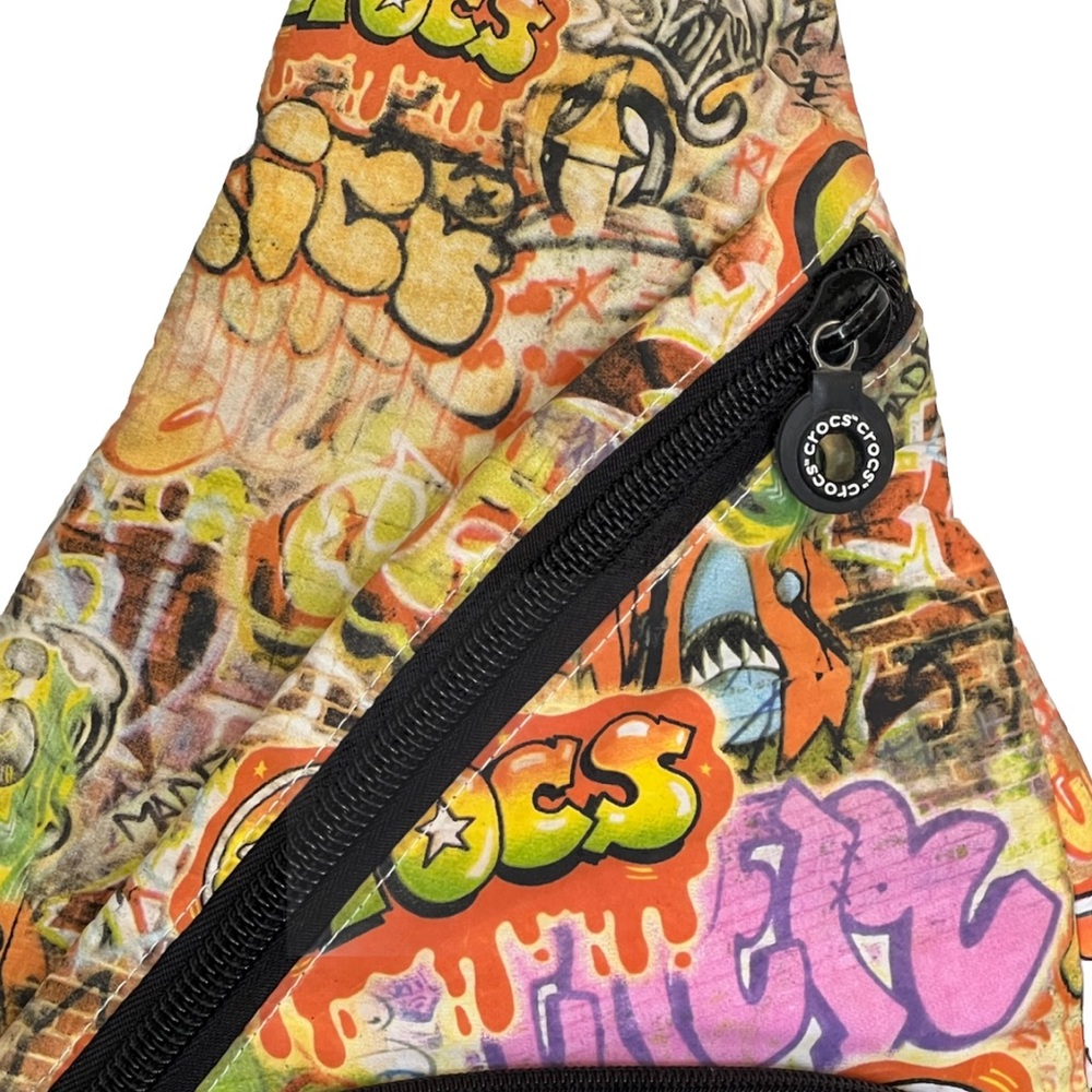 Vintage Crocs Graffiti Sling Messenger Backpack Vibrant Multi Color Print - Picture 3 of 5